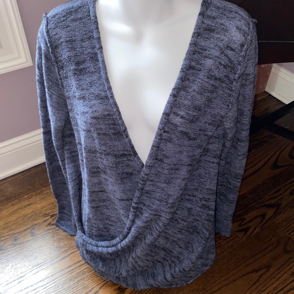 Free People Gotham Faux Wrap Marled Lightweight Sweater, M EUC - Picture 3 of 9